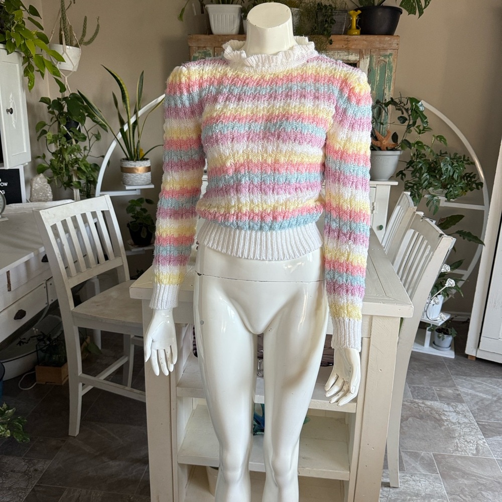 Mister NOAH VTG 1970/80s pastel striped bobble stitch